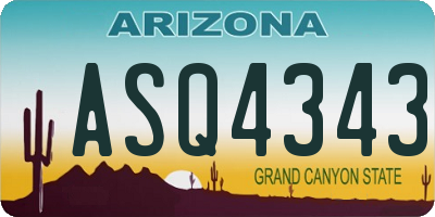 AZ license plate ASQ4343