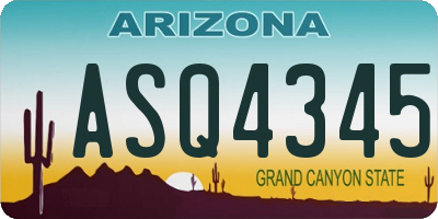 AZ license plate ASQ4345