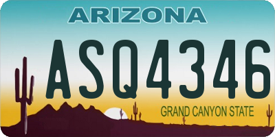 AZ license plate ASQ4346