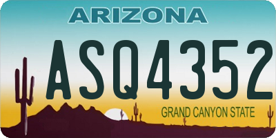 AZ license plate ASQ4352