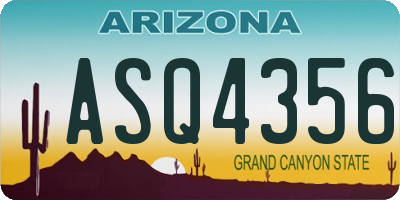 AZ license plate ASQ4356