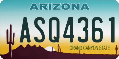 AZ license plate ASQ4361