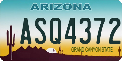 AZ license plate ASQ4372