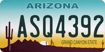 AZ license plate ASQ4392