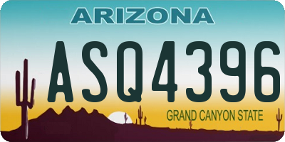 AZ license plate ASQ4396