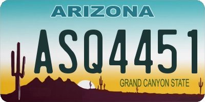 AZ license plate ASQ4451