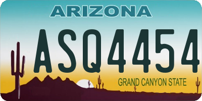 AZ license plate ASQ4454