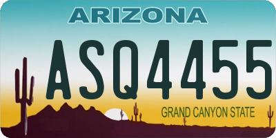 AZ license plate ASQ4455