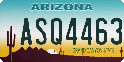 AZ license plate ASQ4463