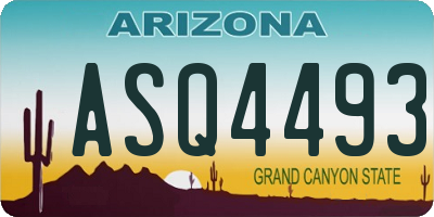 AZ license plate ASQ4493
