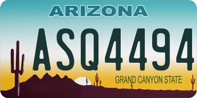 AZ license plate ASQ4494
