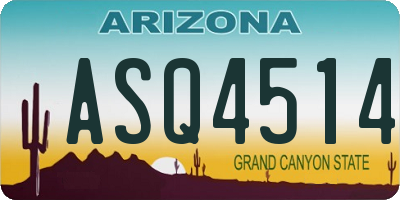 AZ license plate ASQ4514