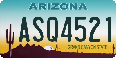 AZ license plate ASQ4521