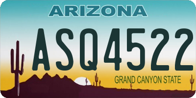 AZ license plate ASQ4522