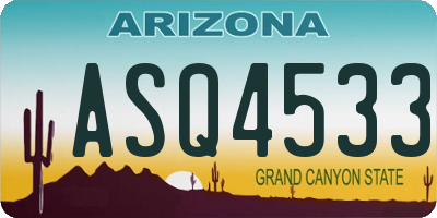 AZ license plate ASQ4533