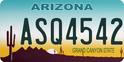 AZ license plate ASQ4542