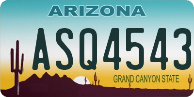AZ license plate ASQ4543