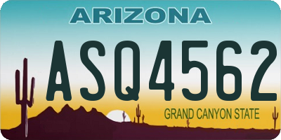 AZ license plate ASQ4562