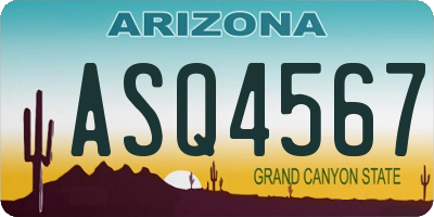AZ license plate ASQ4567