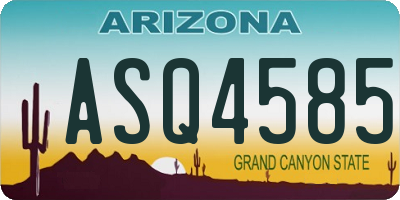 AZ license plate ASQ4585