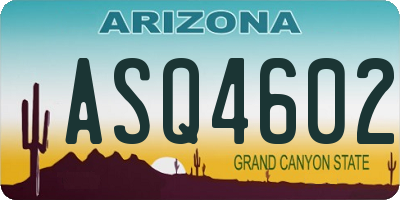AZ license plate ASQ4602
