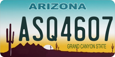 AZ license plate ASQ4607