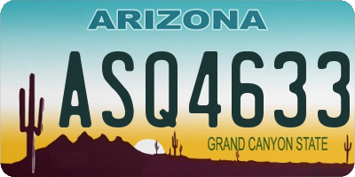 AZ license plate ASQ4633