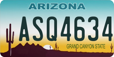 AZ license plate ASQ4634
