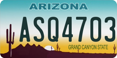 AZ license plate ASQ4703