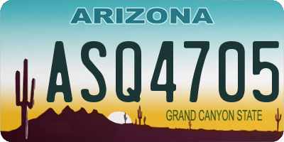 AZ license plate ASQ4705