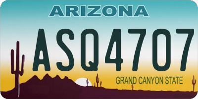 AZ license plate ASQ4707