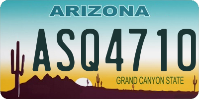 AZ license plate ASQ4710