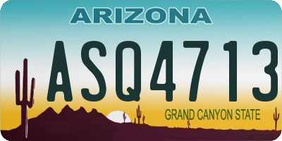 AZ license plate ASQ4713