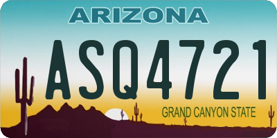 AZ license plate ASQ4721