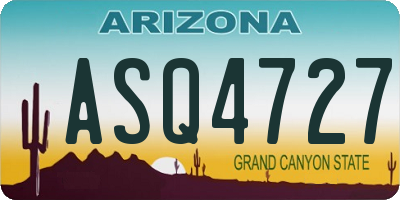 AZ license plate ASQ4727
