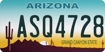AZ license plate ASQ4728