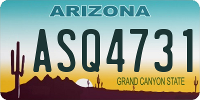 AZ license plate ASQ4731