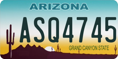 AZ license plate ASQ4745