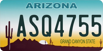 AZ license plate ASQ4755