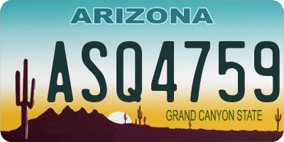 AZ license plate ASQ4759