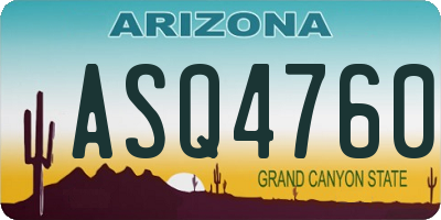 AZ license plate ASQ4760
