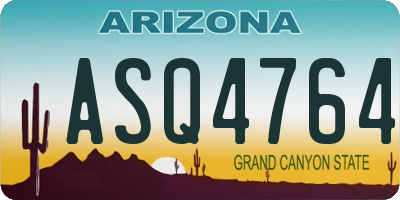AZ license plate ASQ4764