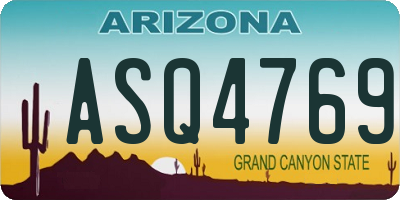 AZ license plate ASQ4769