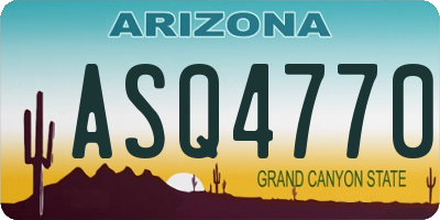 AZ license plate ASQ4770