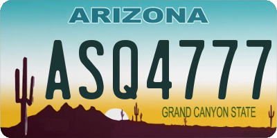 AZ license plate ASQ4777