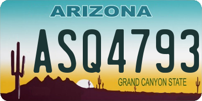 AZ license plate ASQ4793