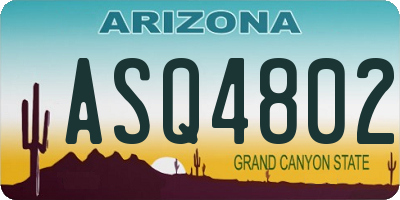 AZ license plate ASQ4802