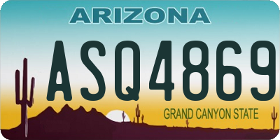 AZ license plate ASQ4869