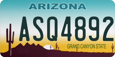 AZ license plate ASQ4892