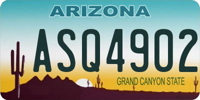 AZ license plate ASQ4902